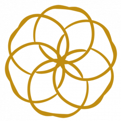 DHSI logo: a flower-shape with intertwined leaves in mustard yellow