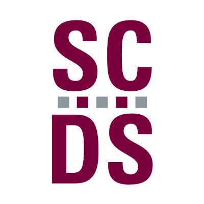 Maroon letters: SC DS with small grey and maroon squares between the paired letters